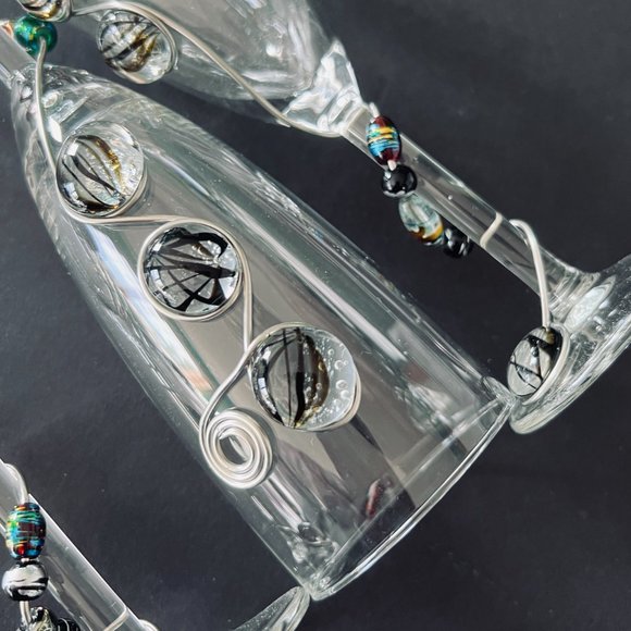 JEWEL DESIGNED Champagne Toasting Flutes Set of 4 - Picture 4 of 6